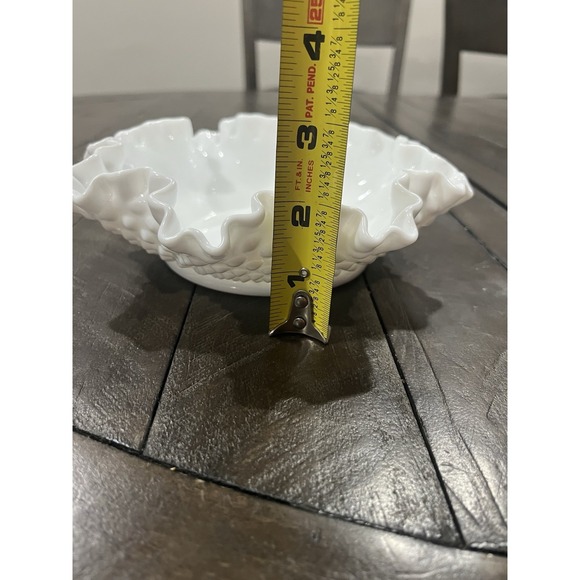 Vtg Fenton Glass White Milk Glass Hobnail Double Ruffled Bowl 7.5" Candy Dish - Picture 7 of 8